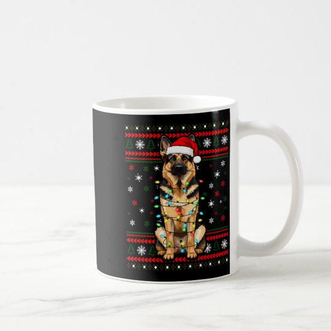 Dog Christmas, German Shepherd Christmas Lights Ug Kaffemugg (Höger)