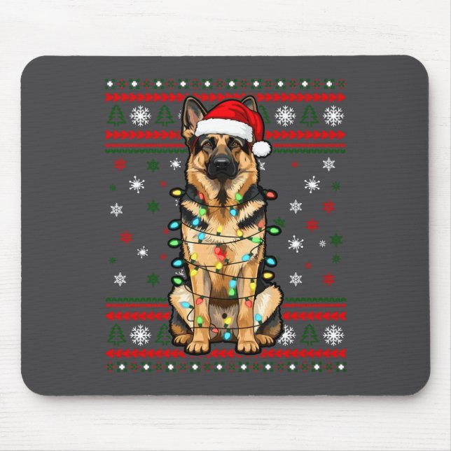 Dog Christmas, German Shepherd Christmas Lights Ug Musmatta (Framsidan)