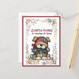 Dog Christmas Lights SANTA  PAWS is Coming to Town Helg Vykort