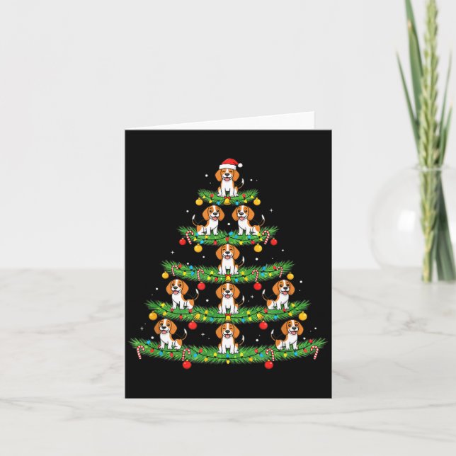Dog Christmas Tree, Beagle Puppy Holiday Design Fo Kort (Framsida)