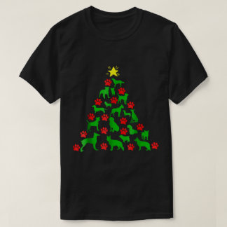 Dog Christmas Tree Paw Print Design T Shirt