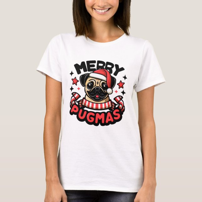 dog christmasgift MERRY PUGMAS T Shirt (Framsida)