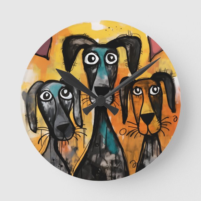 Dog Clock Rund Klocka (Framsida)