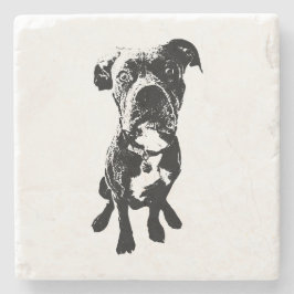 Dog Coaster – Sitting Dog Pose in Ink Linework Stenunderlägg