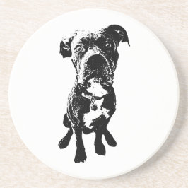 Dog Coaster – Sitting Dog Pose in Ink Linework Underlägg