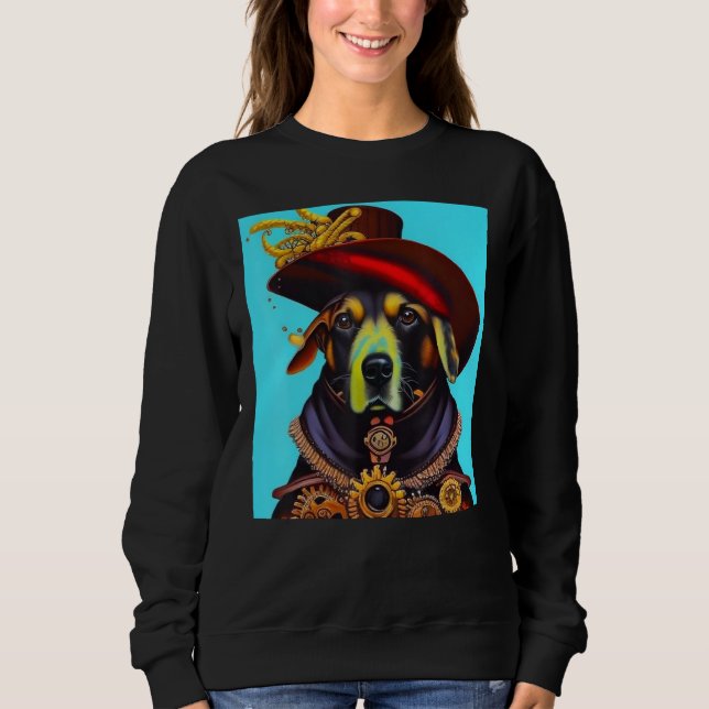 Dog Cogwheels Steampunk AI Dog Revolution Puppy T Shirt (Framsida)