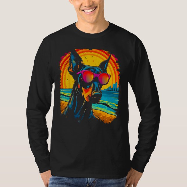Dog Cool Doberman Pinscher Sunglasses T Shirt (Framsida)