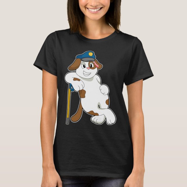 Dog Cop Baton Police T Shirt (Framsida)