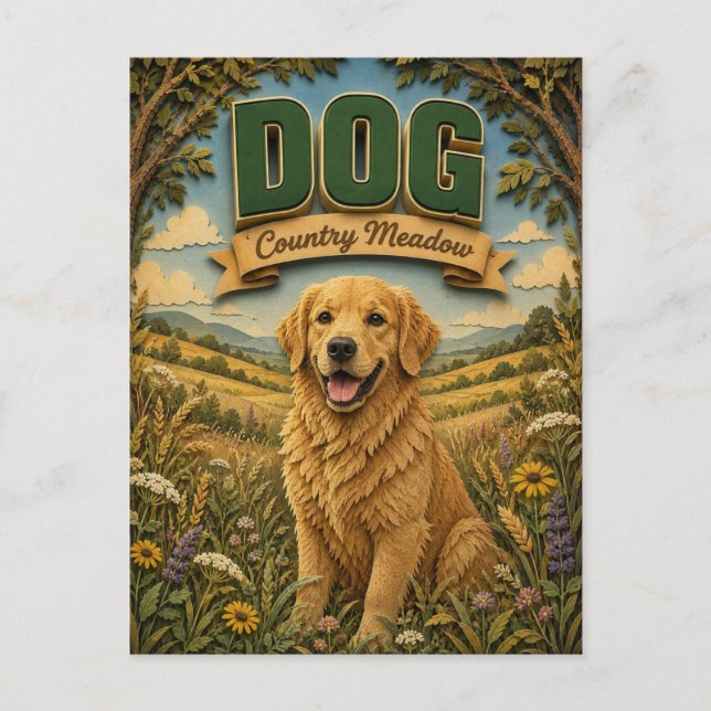 Dog Country Meadow POPCUT Vykort (Framsida)