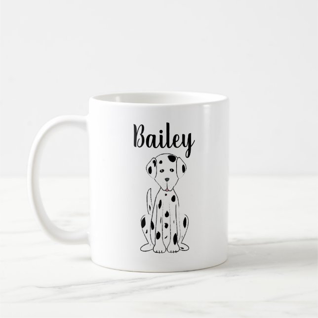 Dog Cute Dalmatian Calligraphy Pet Personalized Kaffemugg (Vänster)