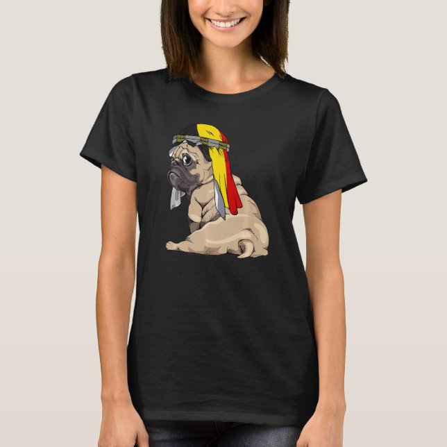 Dog  Cute Pug Retro Belgium Flag Pride T Shirt (Framsida)