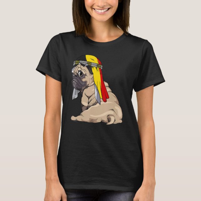 Dog   Cute Pug Retro Belgium Flag Pride T Shirt (Framsida)
