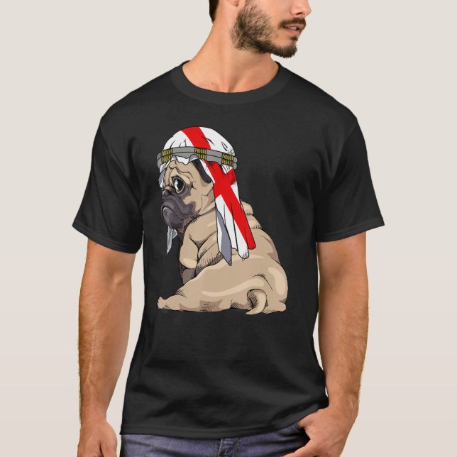 Dog  Cute Pug Retro England Flag Pride T Shirt (Framsida)