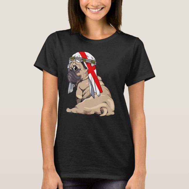 Dog  Cute Pug Retro England Flag Pride T Shirt (Framsida)