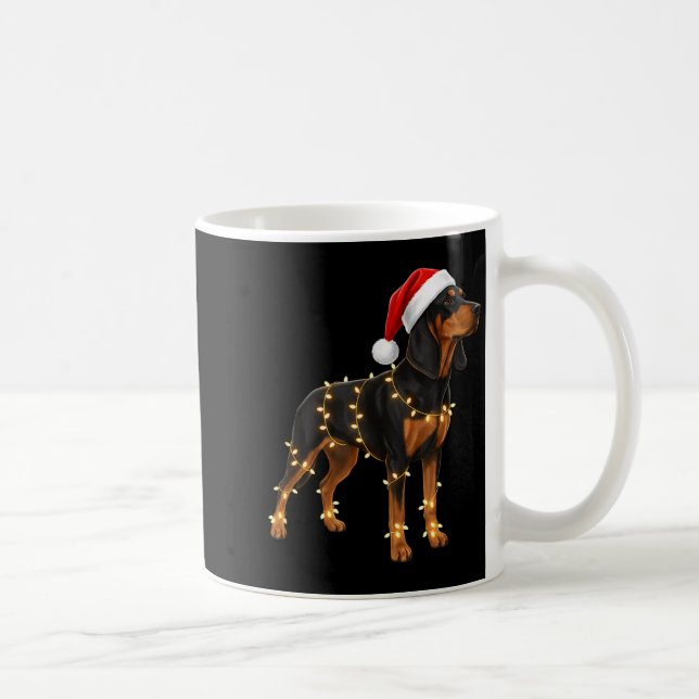 Dog Dachshund Wrapped In Christmas Lights - Holida Kaffemugg (Höger)