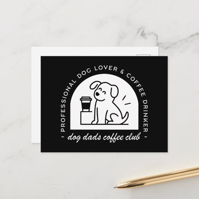 Dog dad club funny coffee lovers vykort (Fram/Back In Situ)