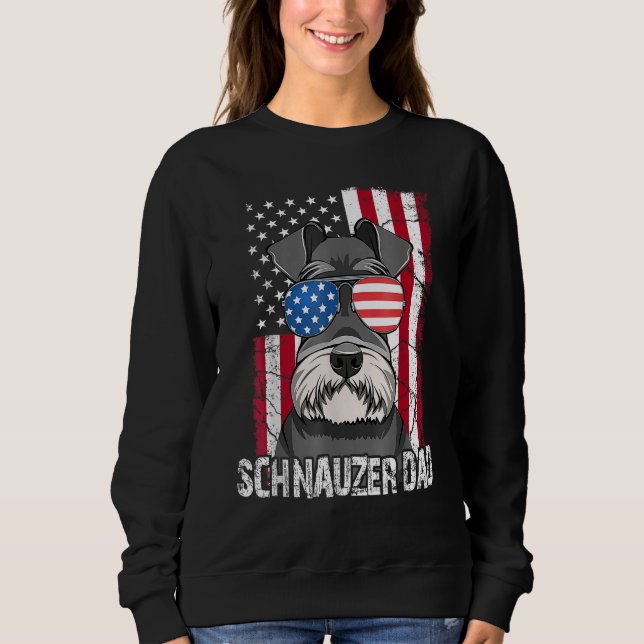 Dog Dad Fathers Day  Mini Schnauzer USA Flag 4th o T Shirt (Framsida)
