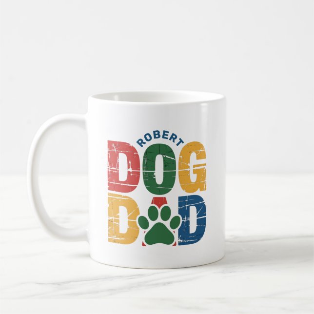 Dog Dad Grunge Style Typografi Kaffemugg (Vänster)