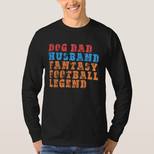 Dog Dad Husband Fantasy Football Legend  Mens Retr T Shirt (Framsida)