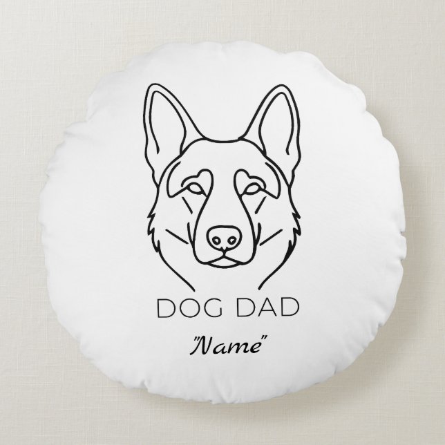 Dog Dad mit Name personalisiert Hundepapa  Rund Kudde (Framsidan)