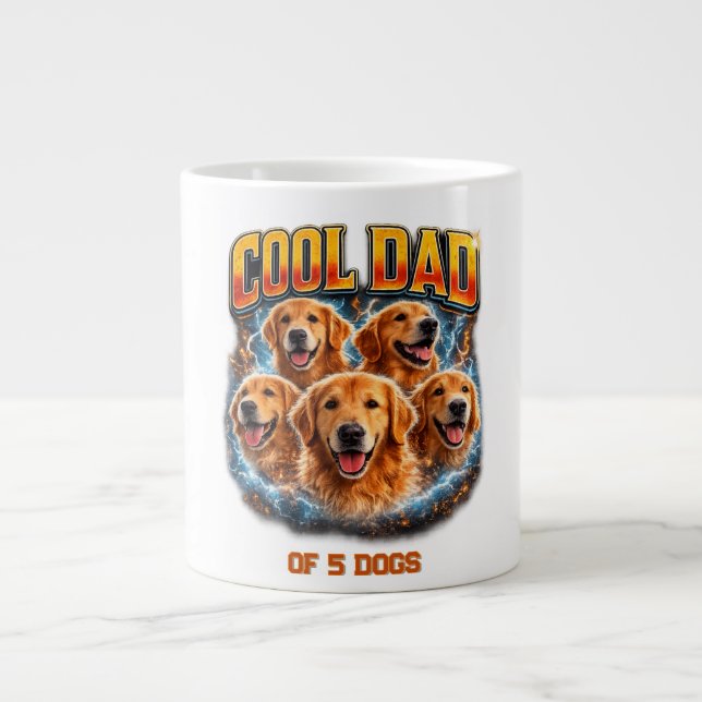 Dog Dad Portrait Personalized Number Custom Design Jumbo Mugg (Framsidan)
