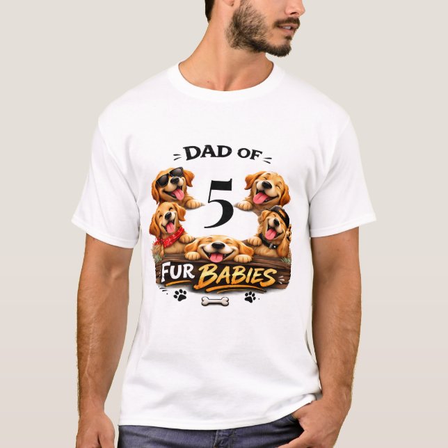 Dog Dad Portrait Personalized Number Custom Design T Shirt (Framsida)
