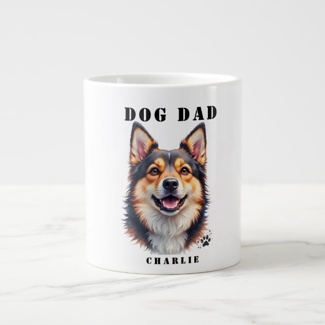 Dog DaD Simple Modern Dog Name & Photo Custom Jumbo Mugg (Framsidan)