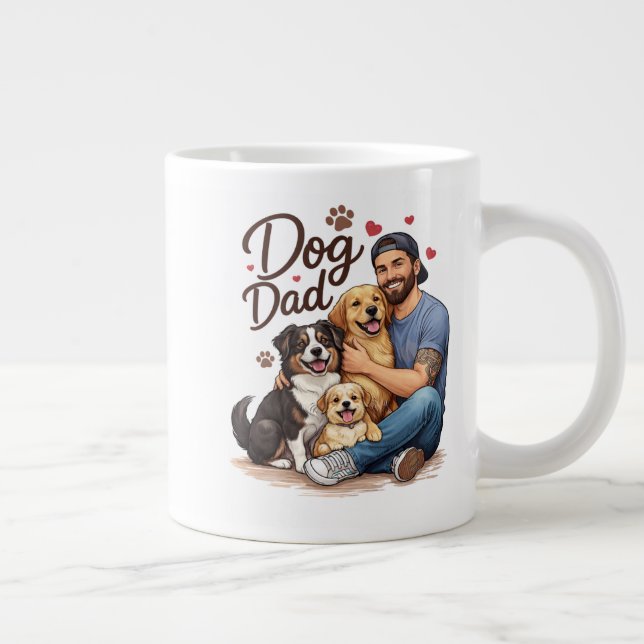 Dog Dad Squad Mug – Funny Gift for Dog Lovers Jumbo Mugg (Höger)