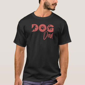 Dog Dad T-shirt - Retro röd hundsilhuett, tassavtr