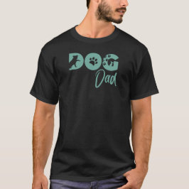 Dog Dad T-shirt - Teal - Hund siluett, tassavtryck