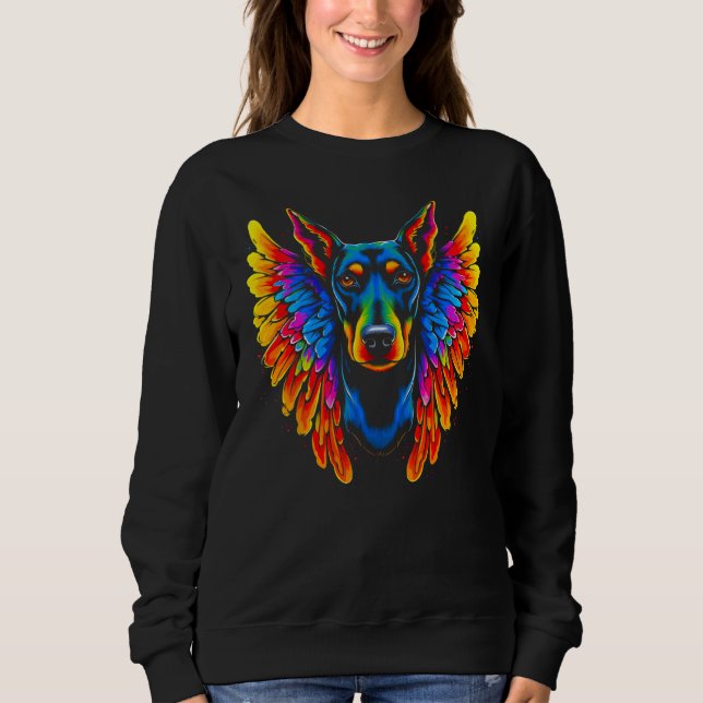 Dog Doberman Pinscher Angel Wings T Shirt (Framsida)