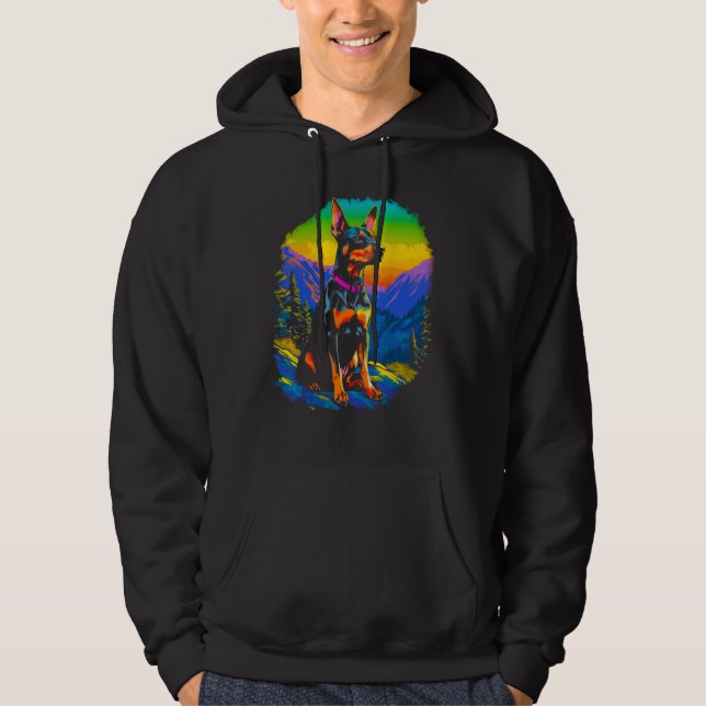 Dog Doberman Pinscher Hike Hoodie (Framsida)