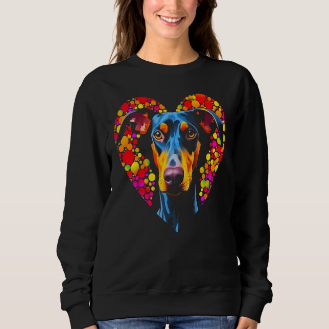 Dog Doberman Pinscher Love Heart T Shirt (Framsida)