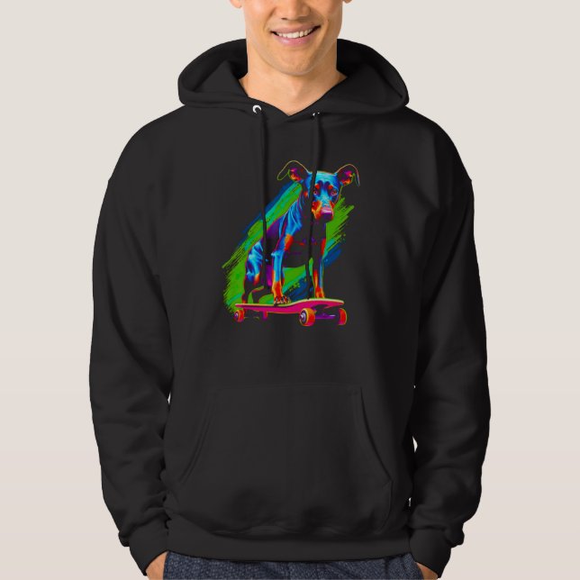 Dog Doberman Pinscher Skateboard Hoodie (Framsida)
