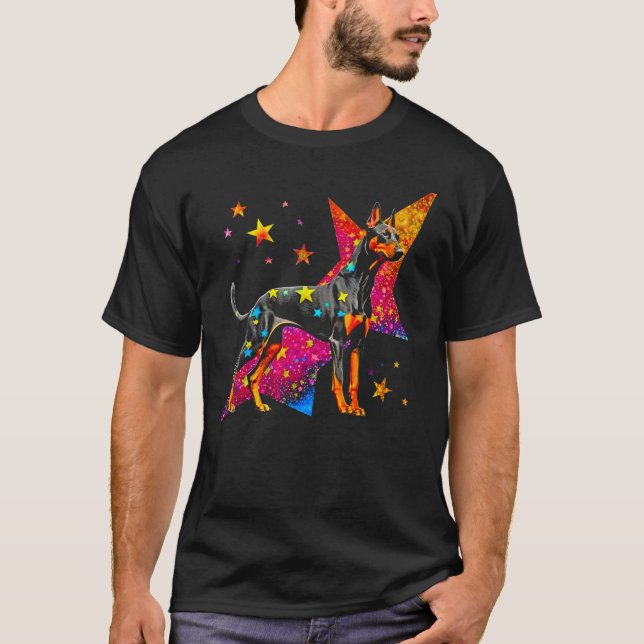 Dog Doberman Pinscher Space Astrophysics T Shirt (Framsida)