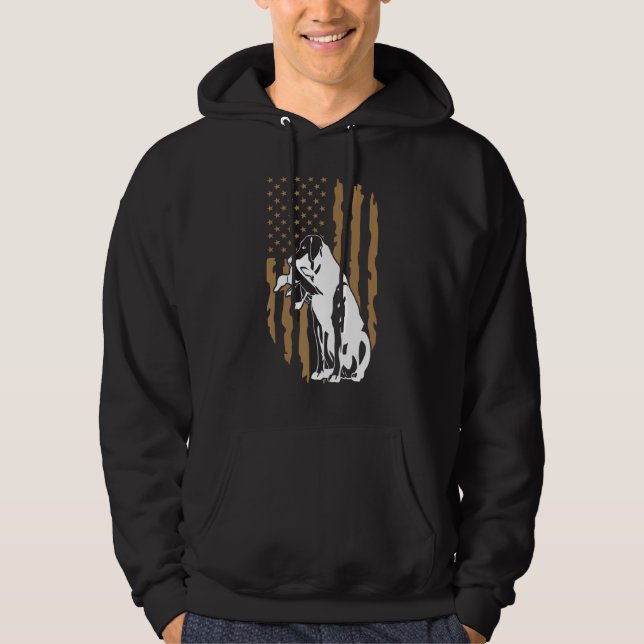 Dog Duck Hunting American Flag Hoodie (Framsida)