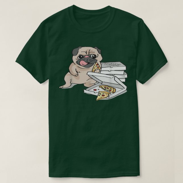 Dog Eating A Pizza  T Shirt (Design framsida)