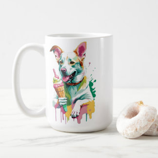 Dog eating an icecream kaffemugg