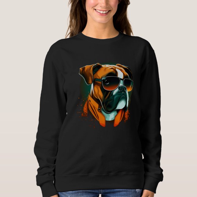 Dog Face for Boxer and Sunglasses T Shirt (Framsida)