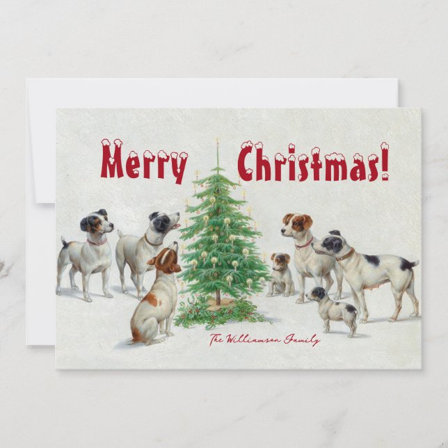 Dog Family Christmas Holiday Card Julkort (Framsida)