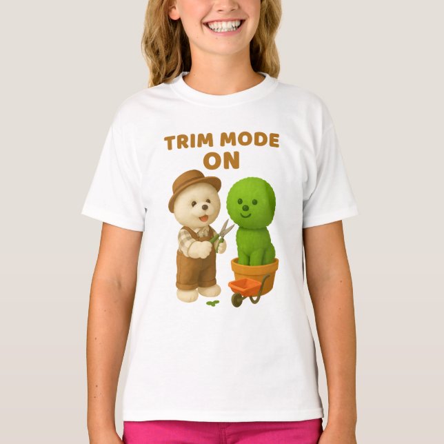 Dog Gardener Bichon Topiary Trim Surreal T Shirt (Framsida)