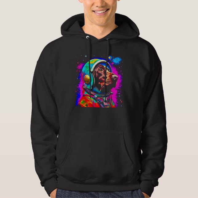 Dog German Shorthaired Pointer Astronaut Space Des Hoodie (Framsida)
