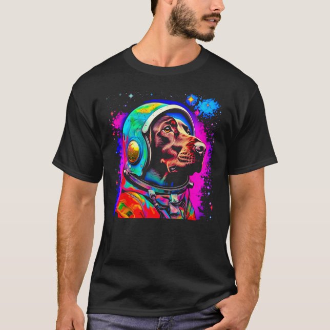 Dog German Shorthaired Pointer Astronaut Space Des T Shirt (Framsida)
