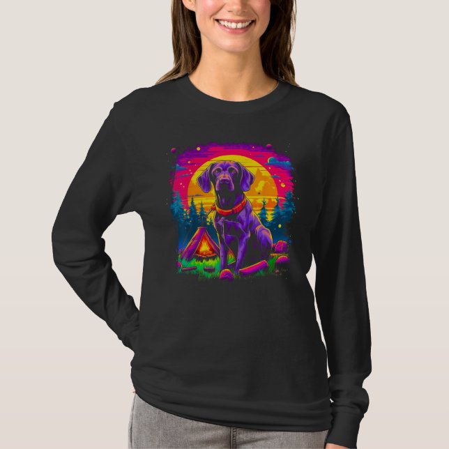 Dog German Shorthaired Pointer Camping Nature T Shirt (Framsida)