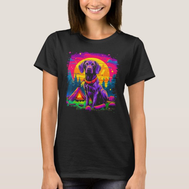 Dog German Shorthaired Pointer Camping Nature T Shirt (Framsida)