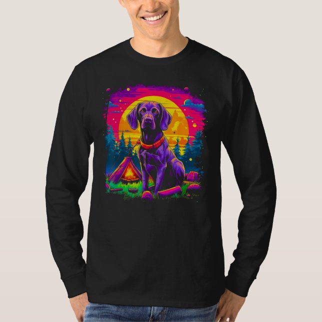 Dog German Shorthaired Pointer Camping Nature T Shirt (Framsida)