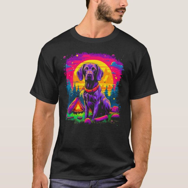 Dog German Shorthaired Pointer Camping Nature T Shirt (Framsida)
