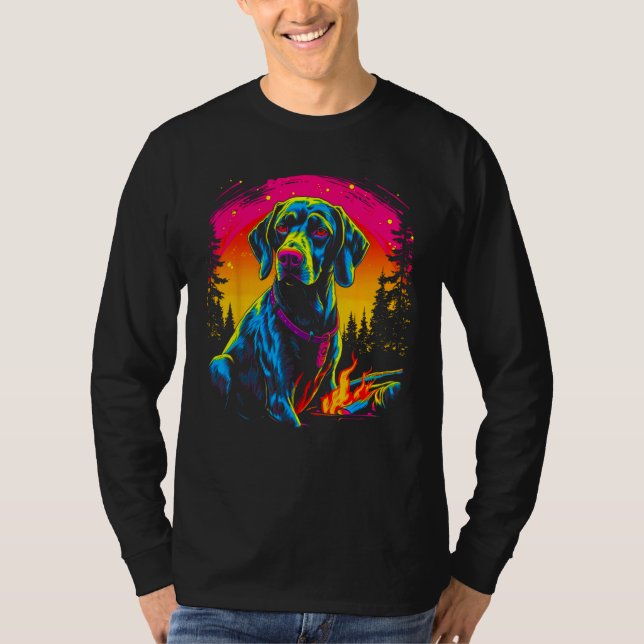 Dog German Shorthaired Pointer Camping T Shirt (Framsida)