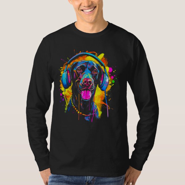Dog German Shorthaired Pointer DJ Festival T Shirt (Framsida)