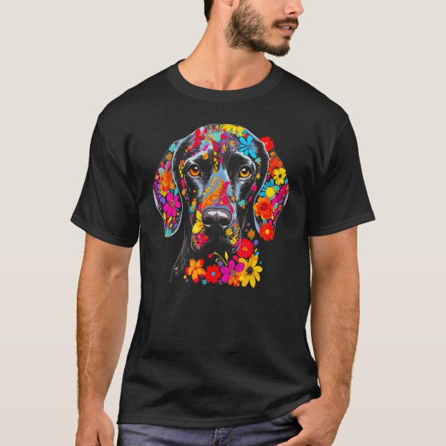 Dog German Shorthaired Pointer Flower Peace T Shirt (Framsida)